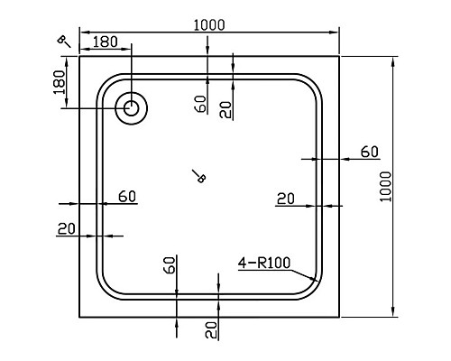 Акриловый поддон 100x100 см Vincea VST-2AS-1010