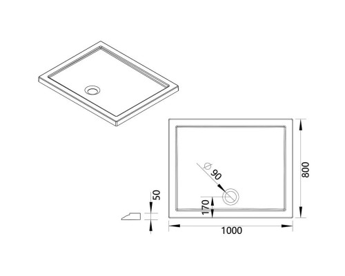 Акриловый поддон 100x80 см Vincea VST-5AR-8010