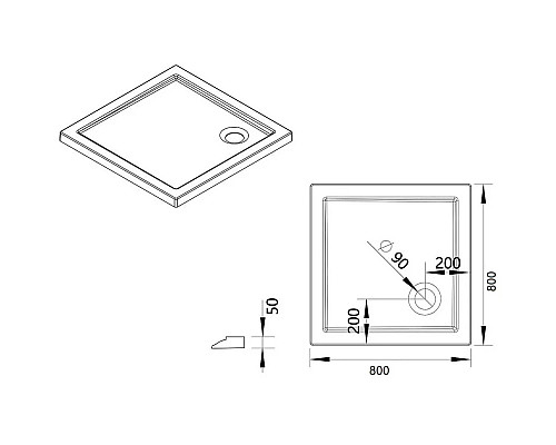 Акриловый поддон 80x80 см Vincea VST-5AS-8080 Акриловый поддон 80x80 см Vincea VST-5AS-8080
