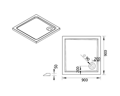 Акриловый поддон 90x90 см Vincea VST-5AS-9090