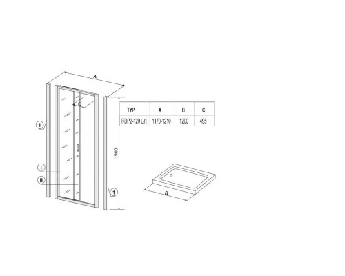 Приобрести Душевая раздвижная дверь Ravak Rapier NRDP2 120 L сатин Transparent 0NNG0U0LZ1 в магазине сантехники Santeh-Crystal.ru