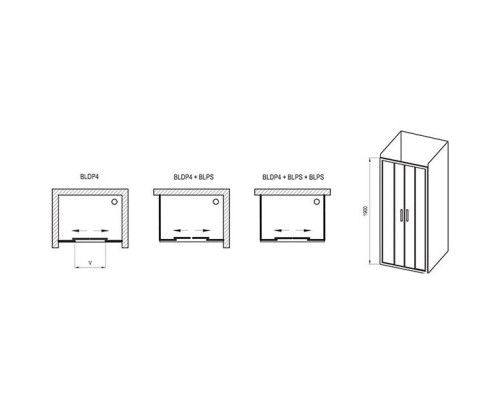 Заказать Душевые раздвижные двери Ravak Blix BLDP4 160 блестящий Grape 0YVS0C00ZG в магазине сантехники Santeh-Crystal.ru
