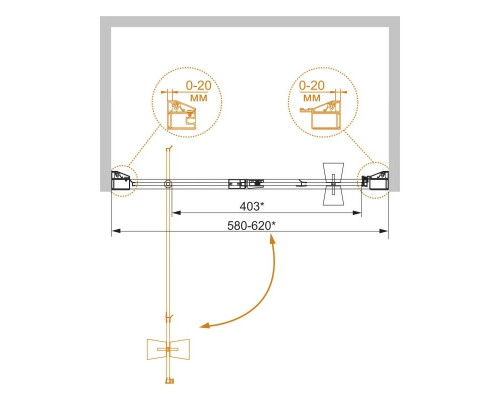 Заказать Душевая дверь распашная Cezares Rosa 60 см ROSA-BA-1-60-RO-Bi в магазине сантехники Santeh-Crystal.ru
