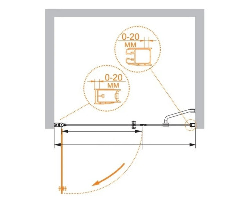 Заказать Душевая дверь распашная Cezares Elena 110 см текстурное стекло ELENA-W-B-11-30+80-P-Cr-L в магазине сантехники Santeh-Crystal.ru