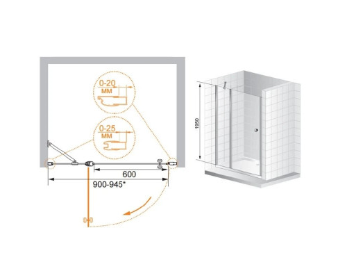 Купить Душевая дверь распашная Cezares Triumph 90 см прозрачное стекло TRIUMPH-D-B-12-90-C-Cr в магазине сантехники Santeh-Crystal.ru