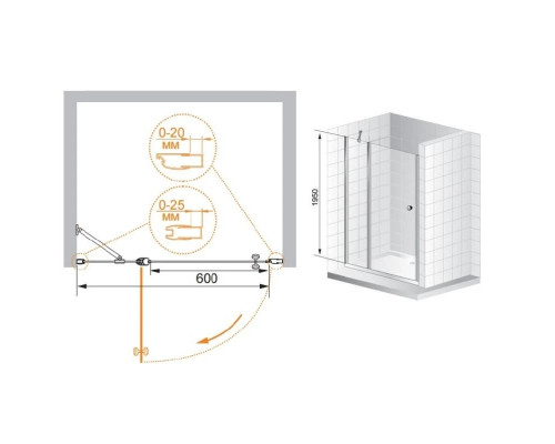 Заказать Душевая дверь распашная Cezares Triumph 120 см прозрачное стекло TRIUMPH-D-B-12-120-C-Cr в магазине сантехники Santeh-Crystal.ru