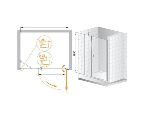 Купить Душевая дверь распашная Cezares Triumph 150 см прозрачное стекло TRIUMPH-D-B-11-60+90-C-Cr-L в магазине сантехники Santeh-Crystal.ru