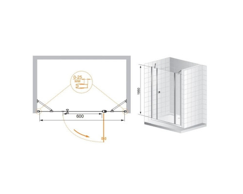Купить Душевая дверь распашная Cezares Triumph 150 см прозрачное стекло TRIUMPH-D-B-13-30+60/60-C-Cr-R в магазине сантехники Santeh-Crystal.ru