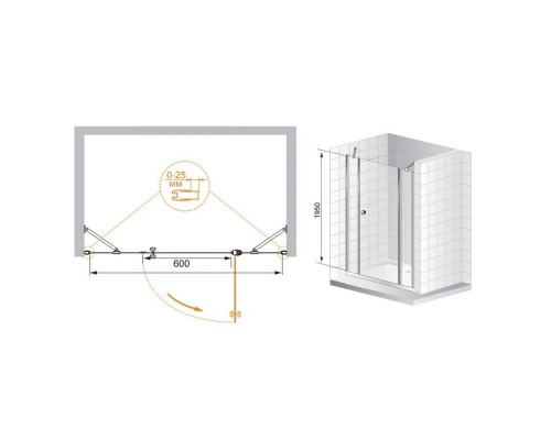 Приобрести Душевая дверь распашная Cezares Triumph 175 см прозрачное стекло TRIUMPH-D-B-13-80+60/40-C-Cr-L в магазине сантехники Santeh-Crystal.ru