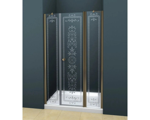 Приобрести Душевая дверь распашная Cezares Royal Palace 185 см прозрачное с матовым узором ROYAL PALACE-A-B-13-90+60/40-CP-Br в магазине сантехники Santeh-Crystal.ru
