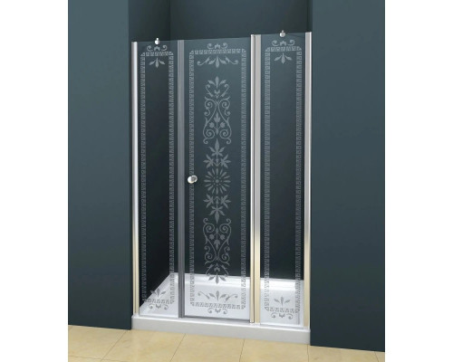 Заказать Душевая дверь распашная Cezares Royal Palace 185 см прозрачное с матовым узором ROYAL PALACE-A-B-13-100+60/30-CP-Cr в магазине сантехники Santeh-Crystal.ru