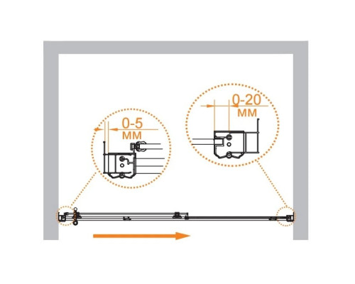 Купить Душевая дверь раздвижная Cezares Retro 110 см прозрачное c матовым узором RETRO-A-BF-1-110-CP-Cr в магазине сантехники Santeh-Crystal.ru