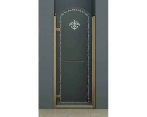 Приобрести Душевая дверь распашная Cezares Retro 90 см прозрачное c матовым узором RETRO-A-B-1-90-CP-Br-L в магазине сантехники Santeh-Crystal.ru