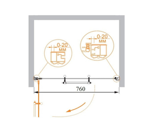 Заказать Душевая дверь распашная Cezares Retro 90 см прозрачное c матовым узором RETRO-A-B-1-90-CP-G-L в магазине сантехники Santeh-Crystal.ru