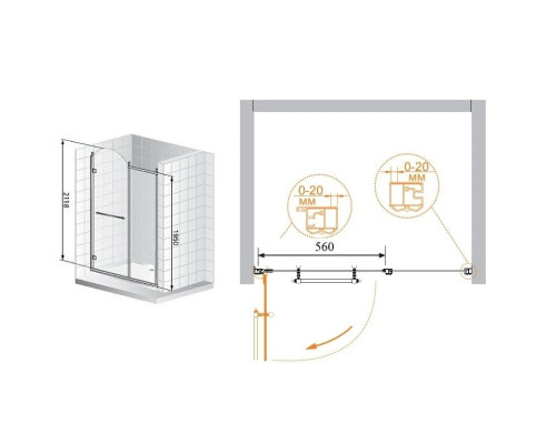 Купить Душевая дверь распашная Cezares Retro 120 см матовое с прозрачным узором RETRO-A-B-11-120-PP-Cr-R в магазине сантехники Santeh-Crystal.ru