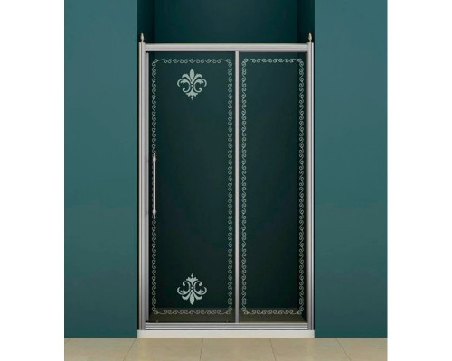 Купить Душевая дверь раздвижная Cezares Retro 110 см прозрачное c матовым узором RETRO-A-BF-1-110-CP-Cr в магазине сантехники Santeh-Crystal.ru