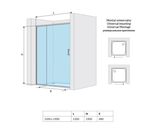 Приобрести Душевая дверь раздвижная 120 см прозрачное стекло Excellent 201 KAAC.1805.1200.LP в магазине сантехники Santeh-Crystal.ru