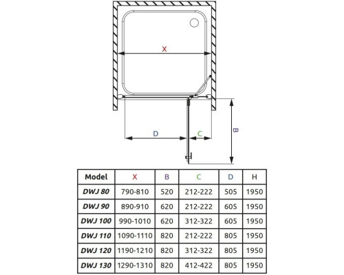 Приобрести Душевая дверь Radaway Almatea DWJ 120 R графитовое в магазине сантехники Santeh-Crystal.ru