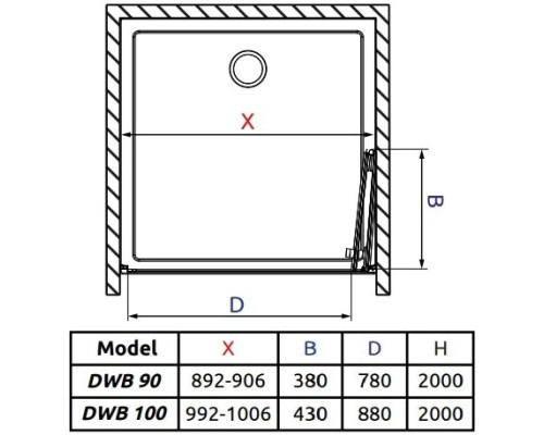 Приобрести Душевая дверь Radaway Arta DWB 100 R прозрачное в магазине сантехники Santeh-Crystal.ru