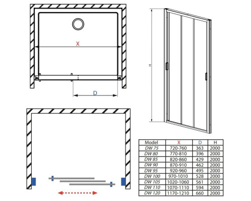 Заказать Душевая дверь Radaway Evo DW 110 прозрачное в магазине сантехники Santeh-Crystal.ru