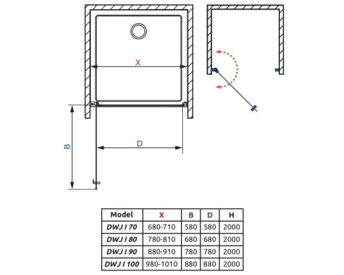 Заказать Душевая дверь Radaway Nes Black DWJ I 80 L прозрачное в магазине сантехники Santeh-Crystal.ru