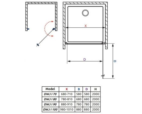 Заказать Душевая дверь Radaway Nes Black DWJ I 90 R прозрачное в магазине сантехники Santeh-Crystal.ru