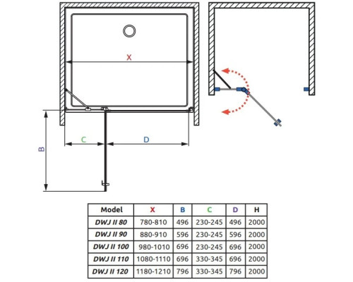 Заказать Душевая дверь Radaway Nes DWJ II 90 L прозрачное в магазине сантехники Santeh-Crystal.ru