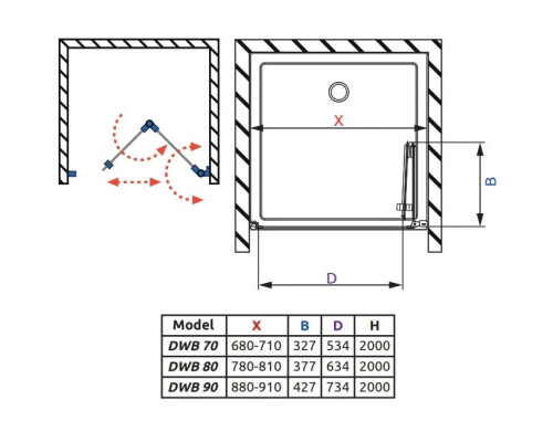 Заказать Душевая дверь Radaway Nes DWB 90 R прозрачное в магазине сантехники Santeh-Crystal.ru