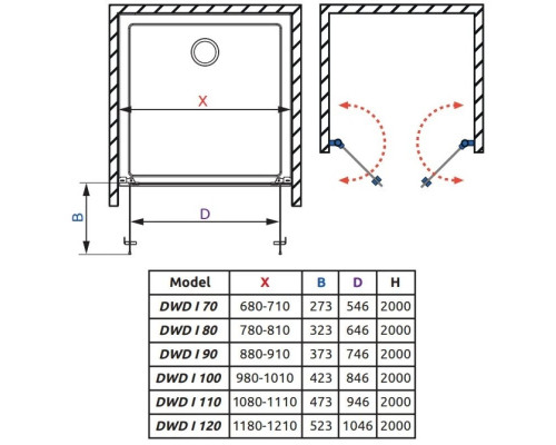 Приобрести Душевая дверь Radaway Nes DWD I 70 прозрачное в магазине сантехники Santeh-Crystal.ru