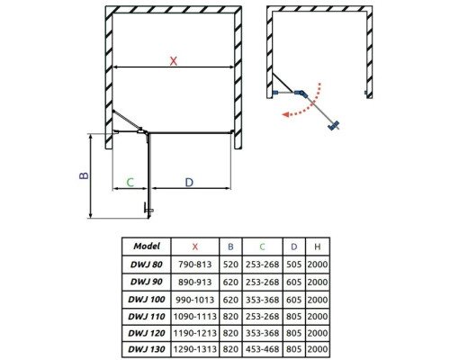 Приобрести Душевая дверь Radaway Essenza New Black DWJ 100 L прозрачное в магазине сантехники Santeh-Crystal.ru