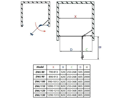 Заказать Душевая дверь Radaway Essenza New Black DWJ 110 R прозрачное в магазине сантехники Santeh-Crystal.ru