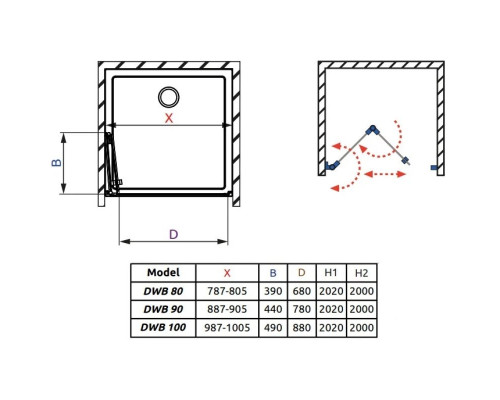 Приобрести Душевая дверь Radaway Fuenta New DWB 90 L прозрачное в магазине сантехники Santeh-Crystal.ru