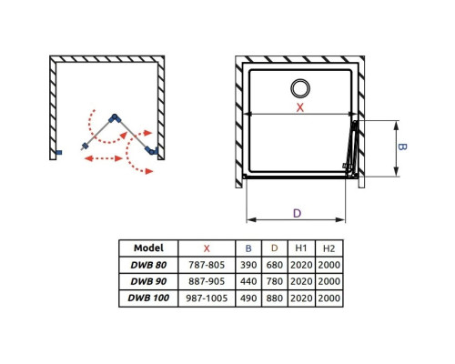 Купить Душевая дверь Radaway Fuenta New DWB 90 R прозрачное в магазине сантехники Santeh-Crystal.ru