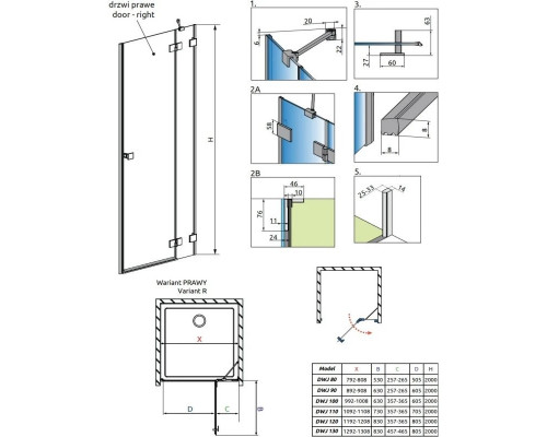 Приобрести Душевая дверь Radaway Essenza Pro DWJ 90 R прозрачное в магазине сантехники Santeh-Crystal.ru
