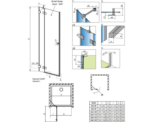 Заказать Душевая дверь Radaway Essenza Pro White DWJ 80 L прозрачное в магазине сантехники Santeh-Crystal.ru