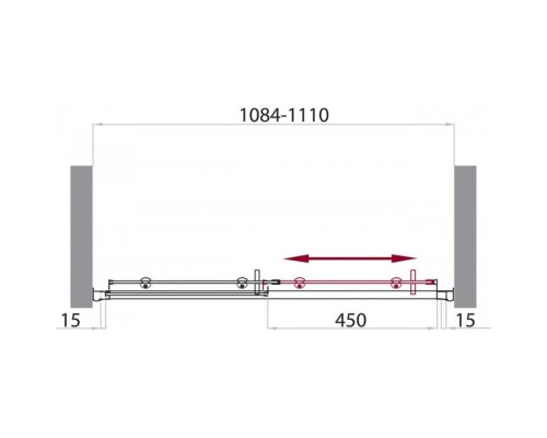 Купить Душевая дверь 110 см BelBagno Uno UNO-BF-1-110-M-Cr матовое в магазине сантехники Santeh-Crystal.ru