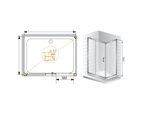 Купить Душевой уголок Cezares Pratico 100x80 см текстурное стекло PRATICO-AH-1-100/80-P-Cr в магазине сантехники Santeh-Crystal.ru