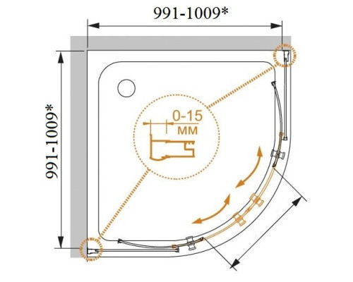 Купить Душевой уголок Cezares Pratico 100x100 см прозрачное стекло PRATICO-R-2-100-C-Cr в магазине сантехники Santeh-Crystal.ru