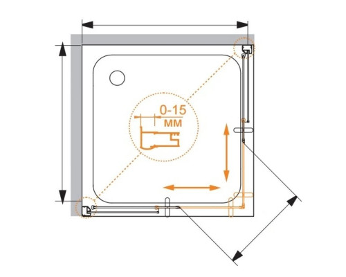 Заказать Душевой уголок Cezares Pratico 100x100 см текстурное стекло PRATICO-A-2-100-P-Cr в магазине сантехники Santeh-Crystal.ru