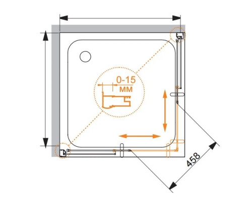Заказать Душевой уголок Cezares Pratico 90x90 см текстурное стекло PRATICO-A-2-90-P-Cr в магазине сантехники Santeh-Crystal.ru