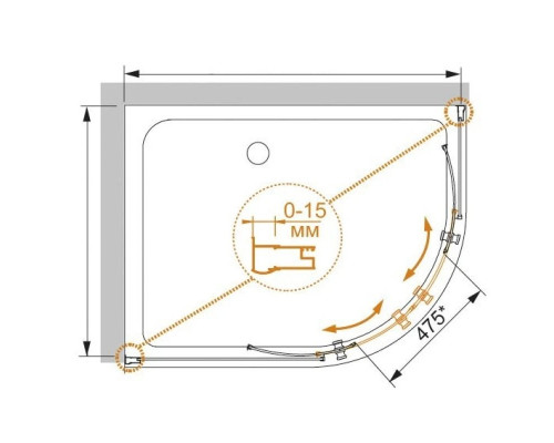 Заказать Душевой уголок Cezares Pratico 100x80 см текстурное стекло PRATICO-RH-2-100/80-P-Cr в магазине сантехники Santeh-Crystal.ru