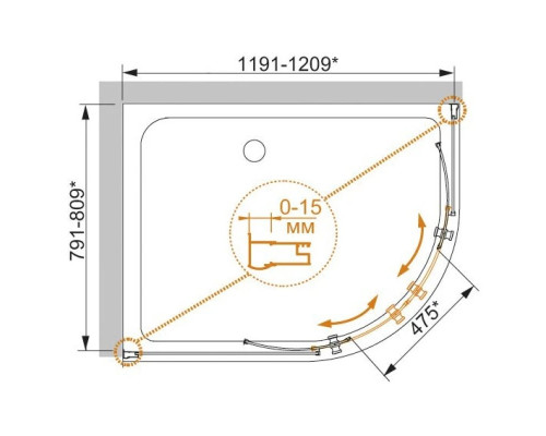 Приобрести Душевой уголок Cezares Pratico 120x80 см текстурное стекло PRATICO-RH-2-120/80-P-Cr в магазине сантехники Santeh-Crystal.ru