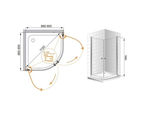 Купить Душевой уголок Cezares Elena 90x90 см текстурное стекло ELENA-W-R-21-90-P-Cr в магазине сантехники Santeh-Crystal.ru