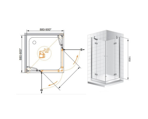 Приобрести Душевой уголок Cezares Verona 90x90 см текстурное стекло VERONA-W-A-2-90-P-Cr в магазине сантехники Santeh-Crystal.ru