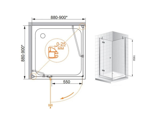 Приобрести Душевой уголок Cezares Verona 90x90 см текстурное стекло VERONA-W-A-1-90-P-Cr-L в магазине сантехники Santeh-Crystal.ru