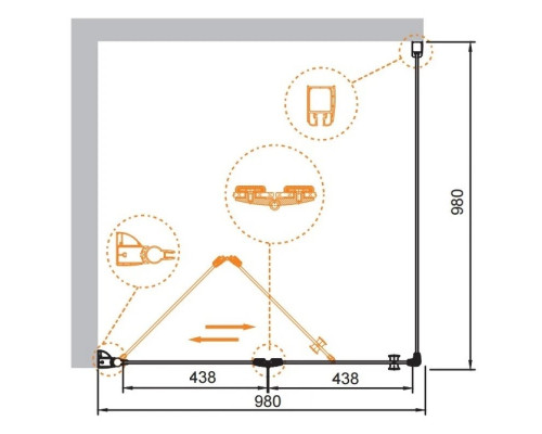 Купить Душевой уголок Cezares Elena 100x100 см текстурное стекло ELENA-W-AS-1-100-P-Cr-L в магазине сантехники Santeh-Crystal.ru