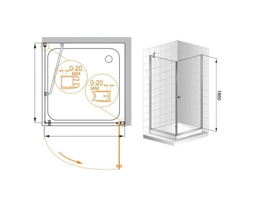 Заказать Душевой уголок Cezares Elena 80x80 см прозрачное стекло ELENA-W-A-1-80-C-Cr в магазине сантехники Santeh-Crystal.ru