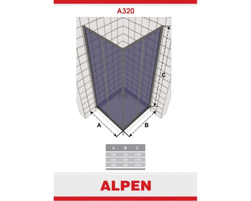 Приобрести Душевой уголок Alpen Alpina Square 88х88 см прозрачное стекло A320N-90 в магазине сантехники Santeh-Crystal.ru