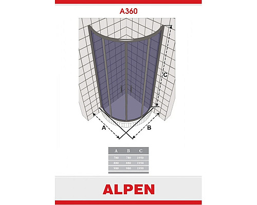 Приобрести Душевой уголок Alpen Alpina Quadrant 88х88 см матовое стекло A360N-90MG в магазине сантехники Santeh-Crystal.ru