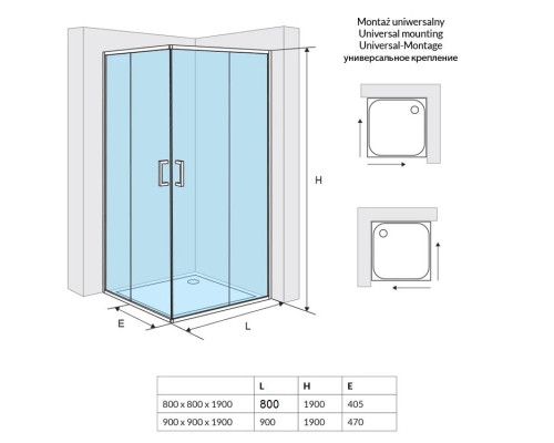 Заказать Душевой уголок 90х90 см прозрачное стекло Excellent 201 KAAC.1802.900 в магазине сантехники Santeh-Crystal.ru